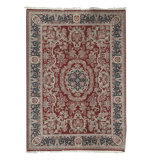 Hand-Knotted High-Quality Wine and Navy Area Rug