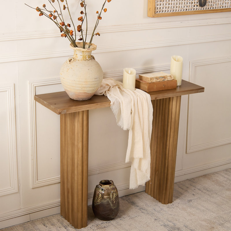  Console en bois massif avec pieds cannelés l 39,3 po Gennari, H 29,9 po x l 39,3 po x P 11,8 po