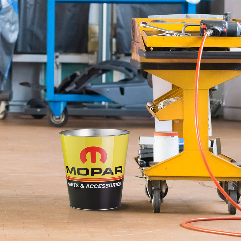Mopar Yellow and Black Metal Office Waste Basket