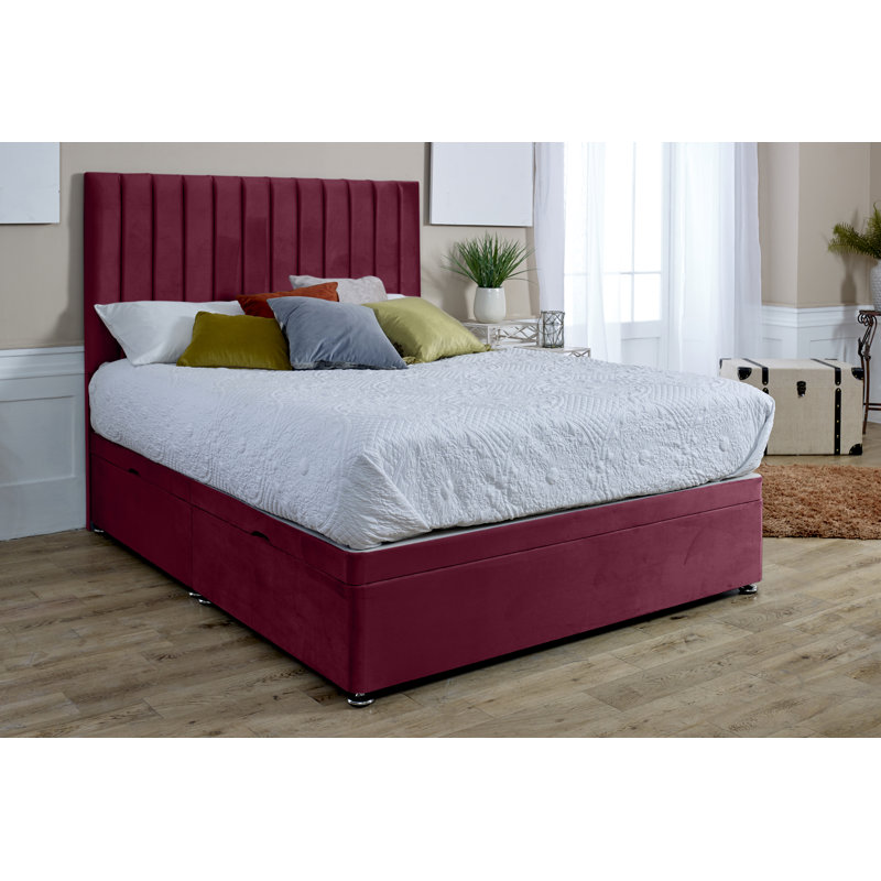Adren Upholstered Ottoman Storage Bed, Single (3'), Maroon