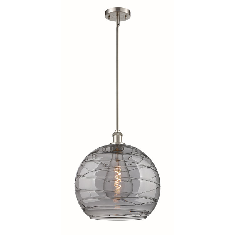 Luminaire suspendu sphérique 1 lumière Cindi, Non, Gris fumée clair, Nickel satiné brossé