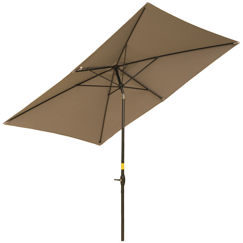 Kaliope 118.1'' x 120'' Rectangular Tilt Market Umbrella, Coffee