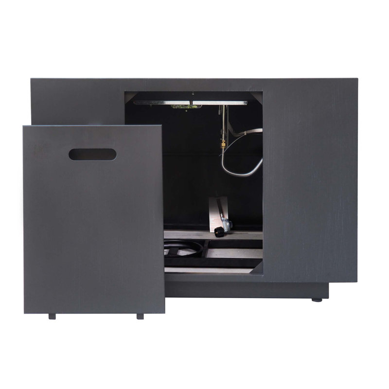 33" Outdoor Iron Square Propane Fire Pit, Tank Inside-50,000 BTU, Dark Gray