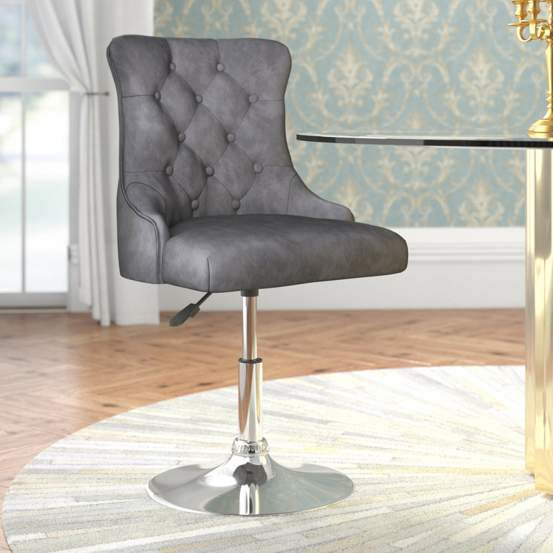 Thane Swivel Upholstered Adjustable Height Counter Stool with Metal Frame, Grey