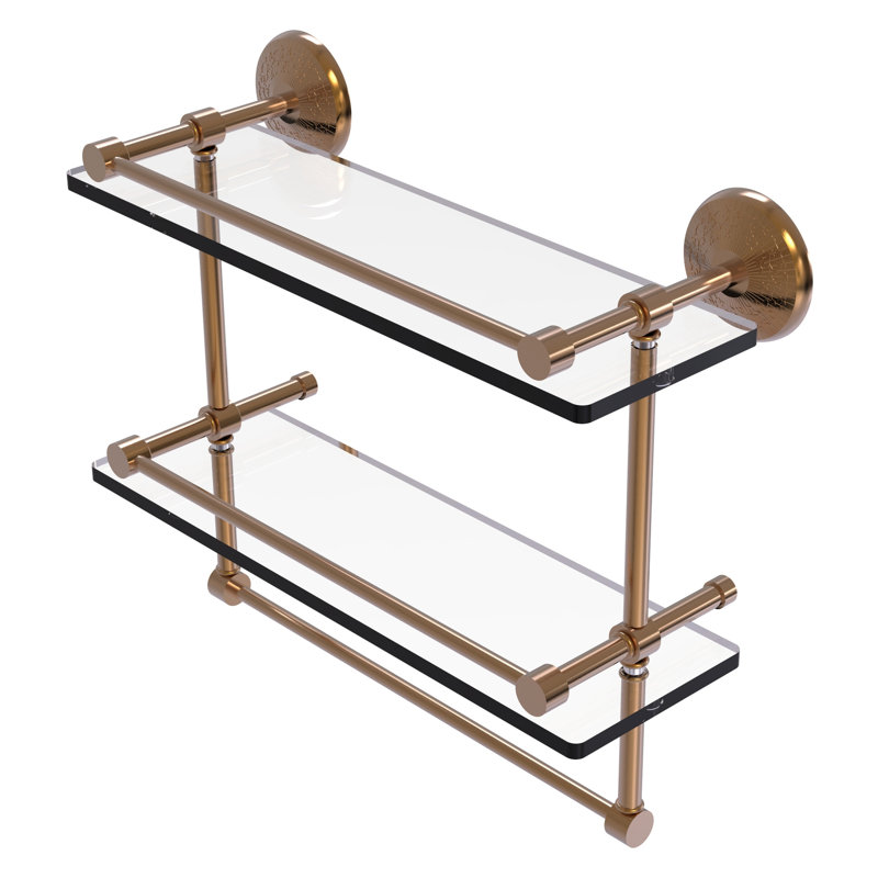 Tilney 2 Piece Tiered Shelf with Towel Bar, Brushed Bronze, 16"H x 16"W x 14"D
