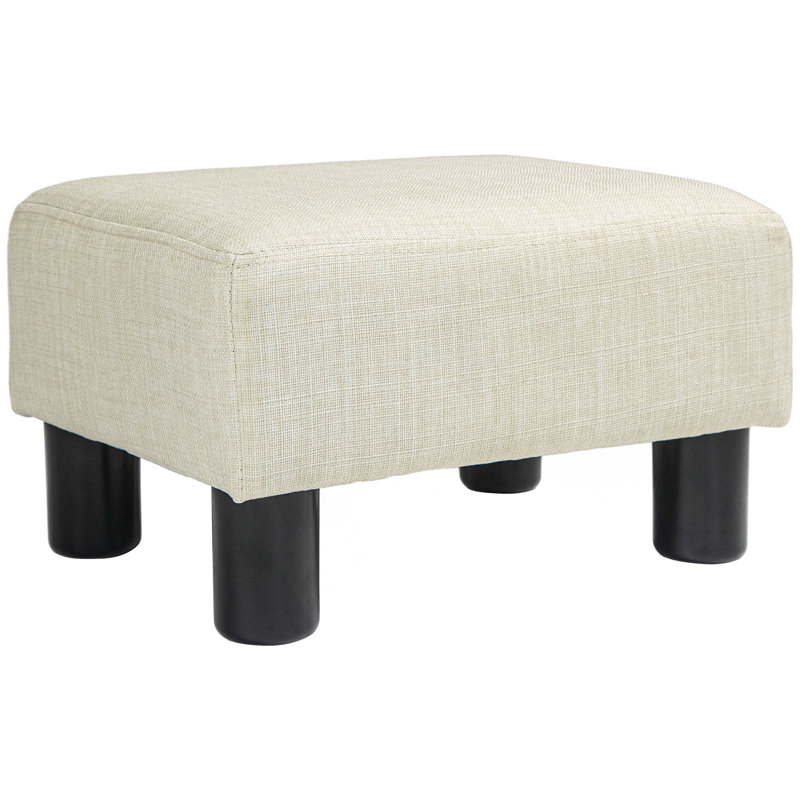 Stylish Small Ottoman Foot Rest With Durable Legs For Living Room Comfort, Beige