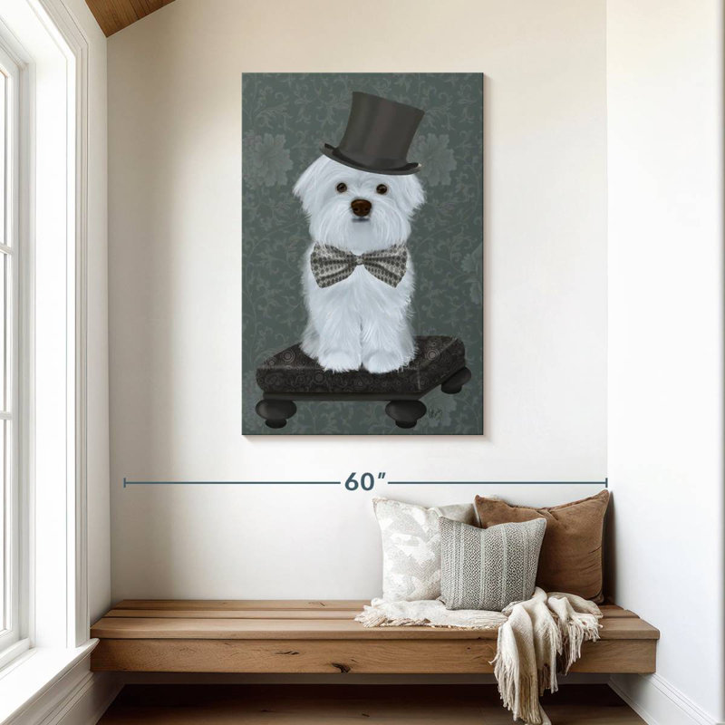 Brampt Maltese With Top Hat, 45" H x 30" W