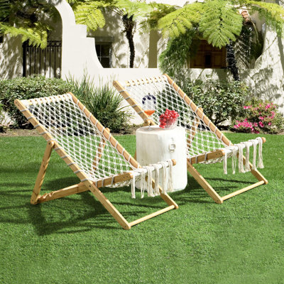 Deux sièges de patio en corde tissée à la main pour la plage et le salon, corde double tressée de fabrication experte, ajustement à trois vitesses, profondeur de 31,03 po, largeur de l'ensemble de 23,03 po, dossier réglable, hauteur de 4,33 po