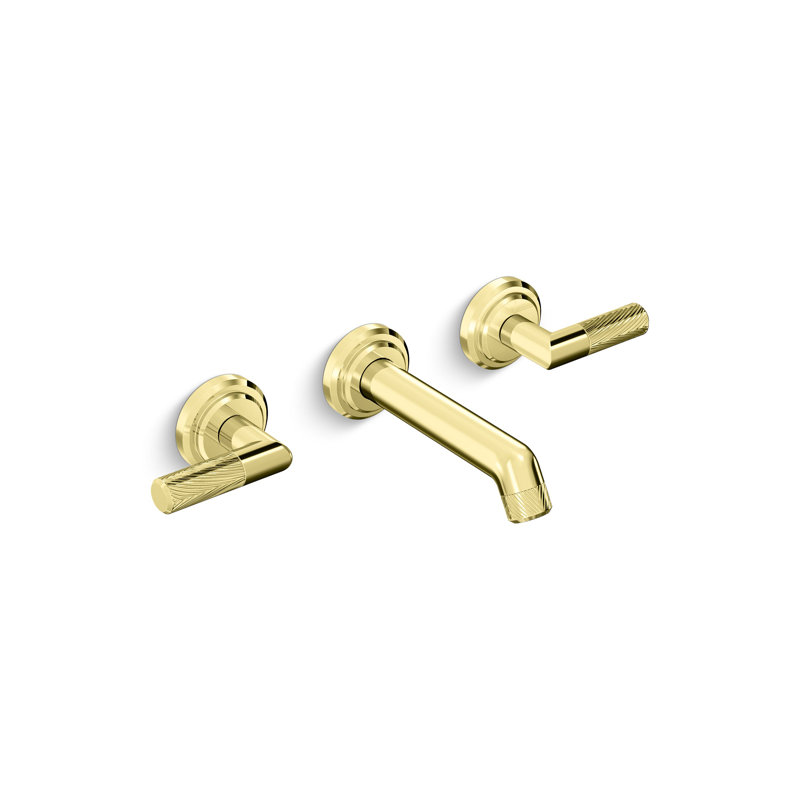 Pinna Paletta® Wall-Mount Sink Faucet, Lever Handles, Unlacquered Brass