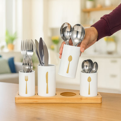 Metal Round Utensil Storage Set