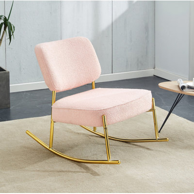 Chaise berçante rembourrée, chaise berçante unique, siège rembourré, chaise berçante à dossier et pieds en métal doré, chaises d'appoint confortables dans le salon