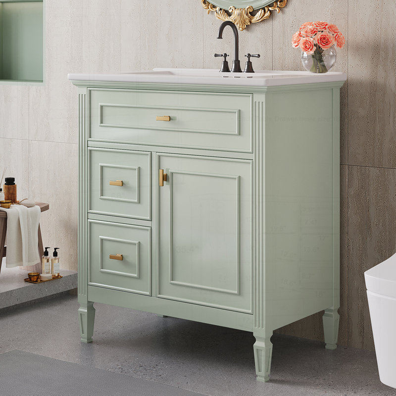 Meuble-lavabo moderne avec plusieurs options de rangement et un design élégant, Menthe