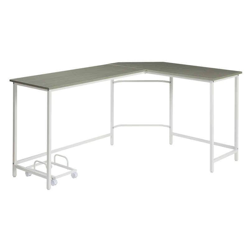Grey And White L-Shape Computer Desk
