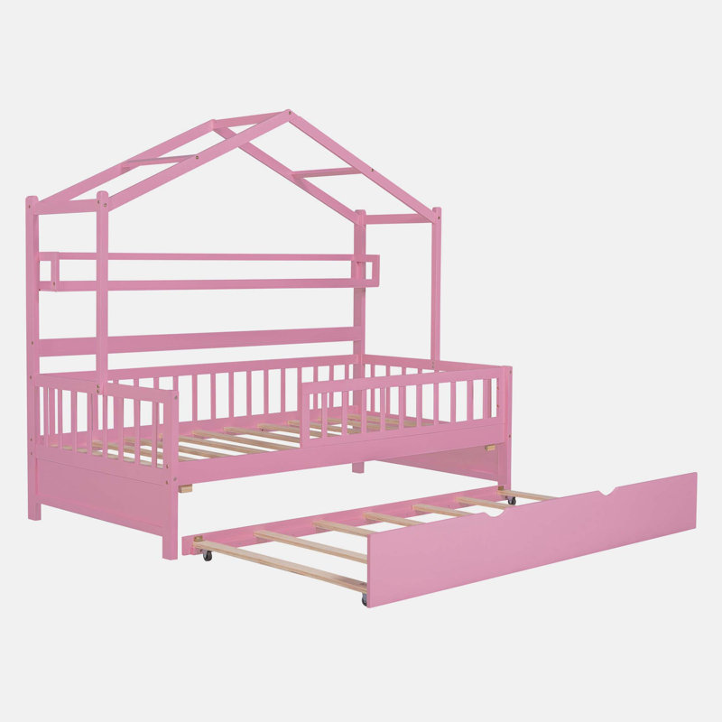 Lit gigogne en bois, Double, Rose
