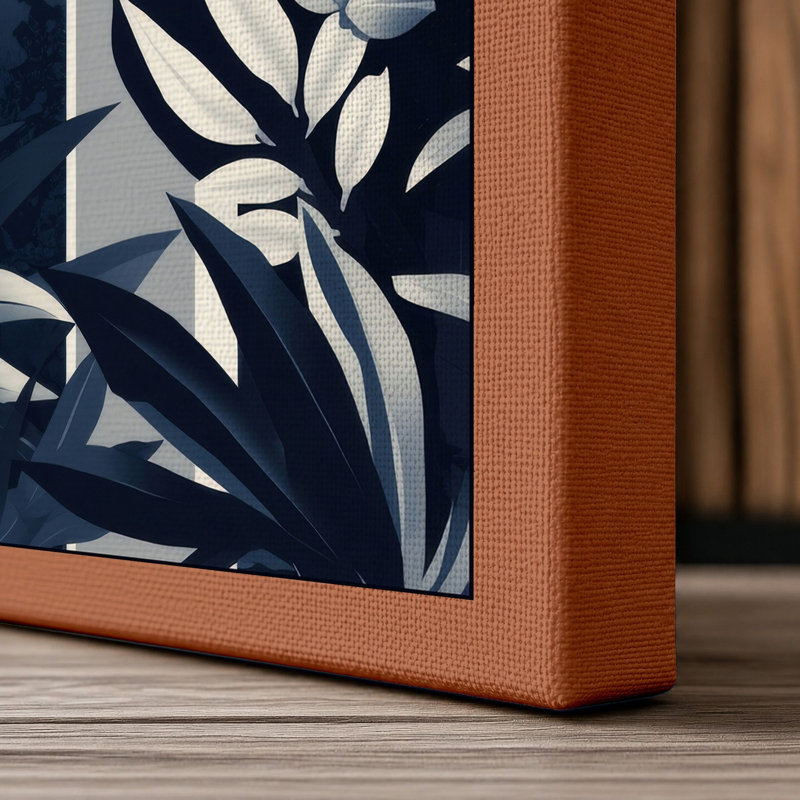 Jungle Shadows Tropical 1 Piece Wrapped Canvas Wall Art, 30x20 - 76.2 x 50.8 cm, Terracotta Border