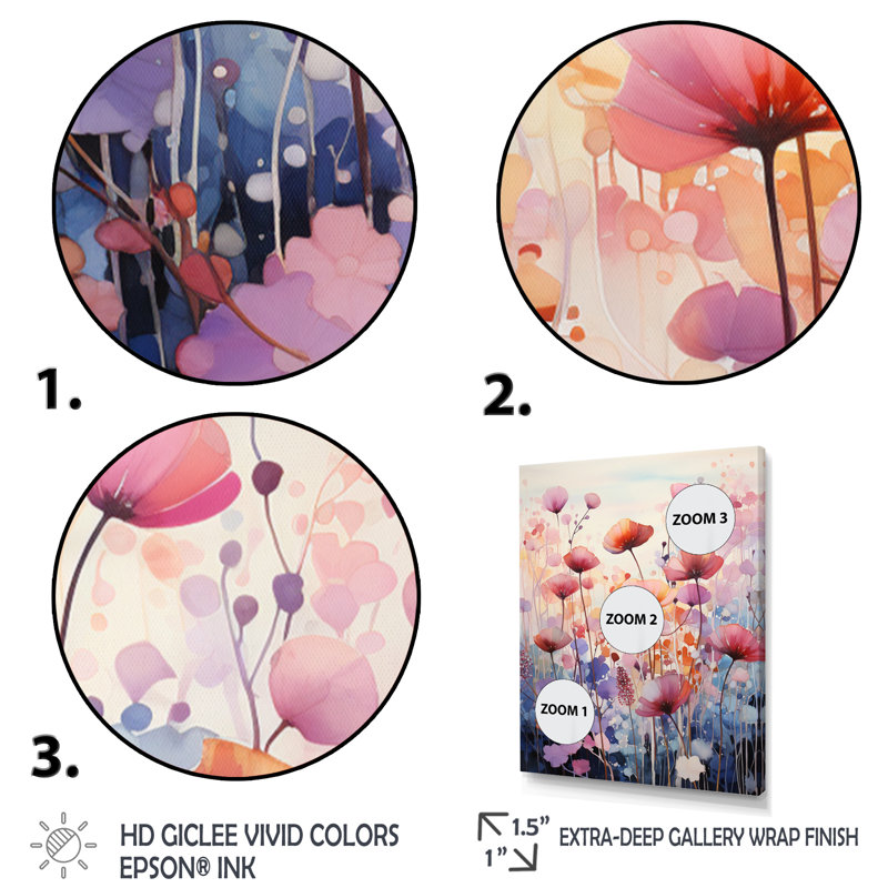 Humna «Mauve Botanical Whispers IV», reproduction sur toile, H 40 po x l 30 po x P 1,5 po, Toile tendue