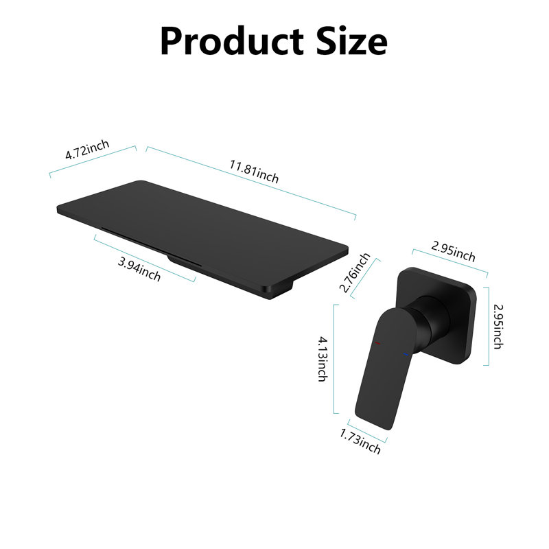 Wall Mounted Bathroom Faucet, Matte Black
