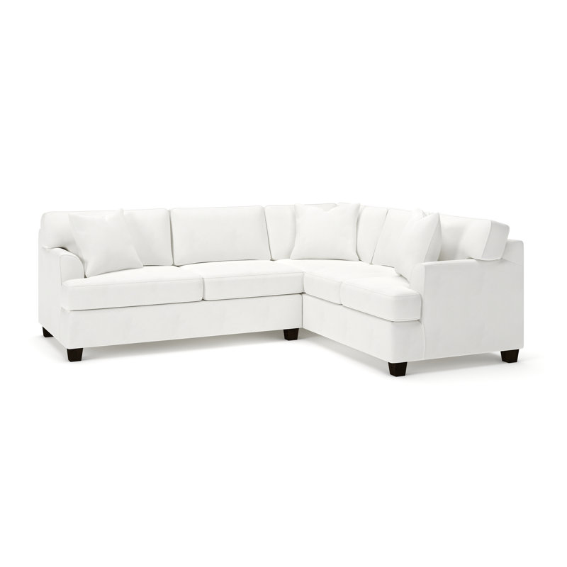 Canapé modulaire Conradina, Blanc sergé décoloré classique, Orienté à droite