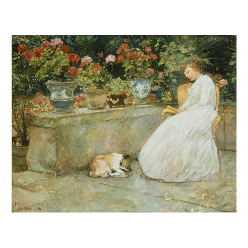 «Reading» par Childe Hassam - Impression giclée, H 22 po x l 28 po