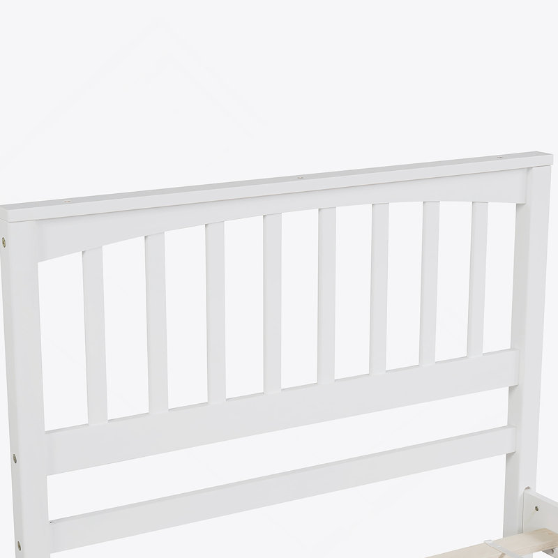 Charmant lit plateforme en bois de taille simple avec tête et pied de lit élégants pour une chambre à coucher élégante et confortable