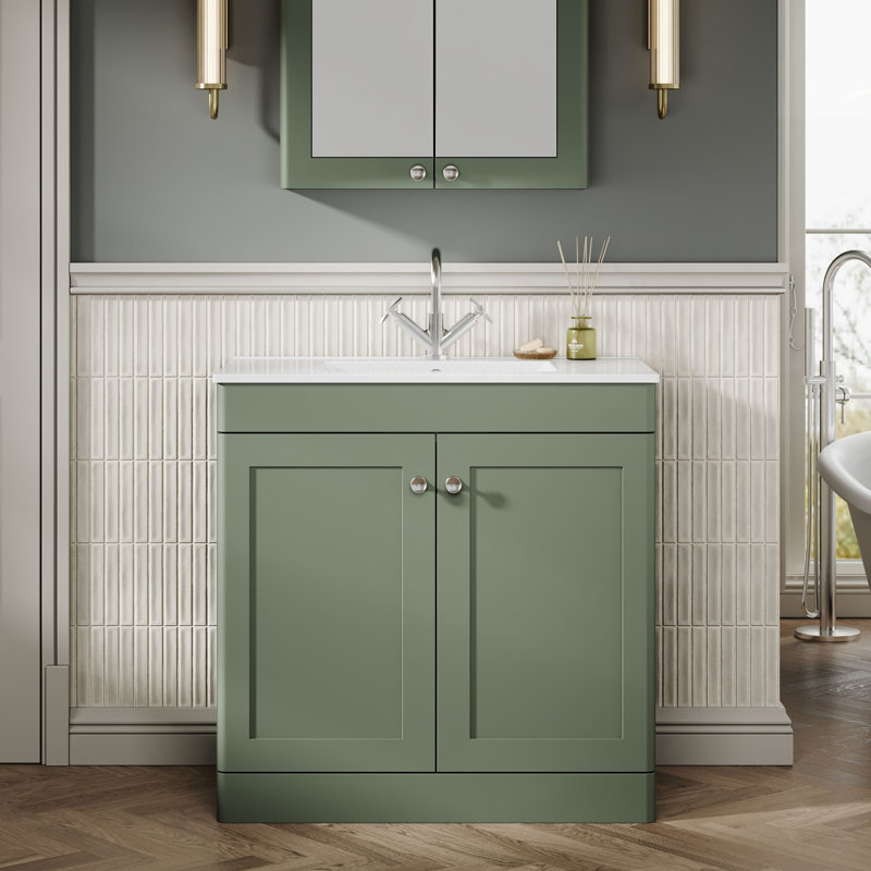 Classique Bathroom Vanity, Satin Green, 80.5 cm W