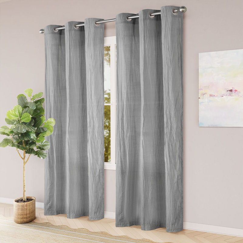 Wilmon Cotton Blend Crush Panel Pair, 38" W x 63" L, Light Gray