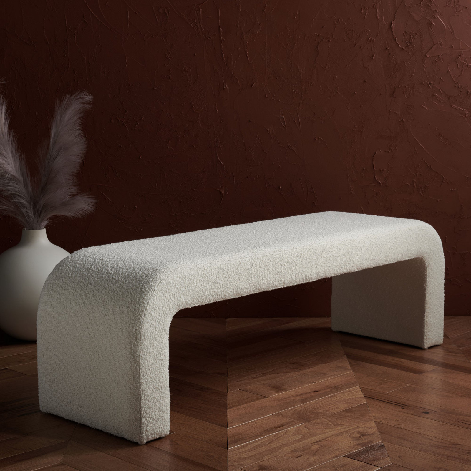 Daine 62" Linen Bedroom Bench, Ivory Boucle