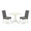 L'ensemble 3 pièces de table et chaises de cuisine contient une table de salle à manger ronde avec Dropleaf et 2 chaises de salle à manger Parsons en tissu gris, lin blanc-1228721726-1287740566-1228721665