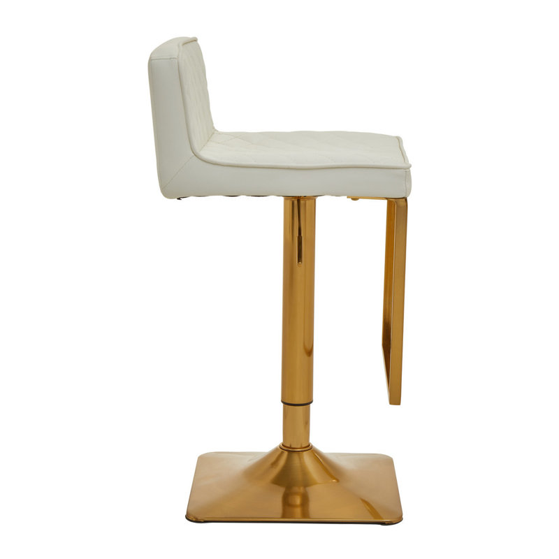 Ainoriitta Swivel Upholstered Adjustable Height Counter Stool with Metal Frame, Gold, White