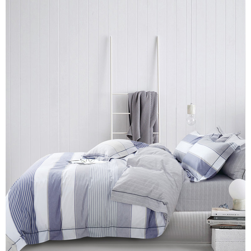 Ensemble d'édredon réversible 100% coton , Édredon simple + 1 Taie décorative