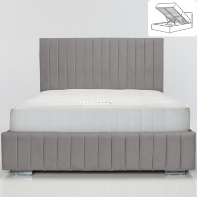 Aylei Wingback Ottoman Storage Bed - Plush Velvet Gas Lift Bed Frame with Headboard