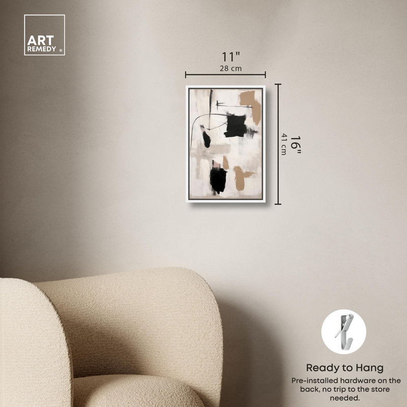 Strings in Abstraction Canvas Muted Abstract Wall Art by Art Remedy, White Framed, 31" H x 21" W