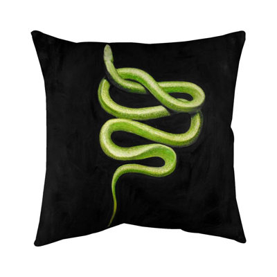 Green snake - 16"x16" Throw pillow cover - Poly twill - Print on demand