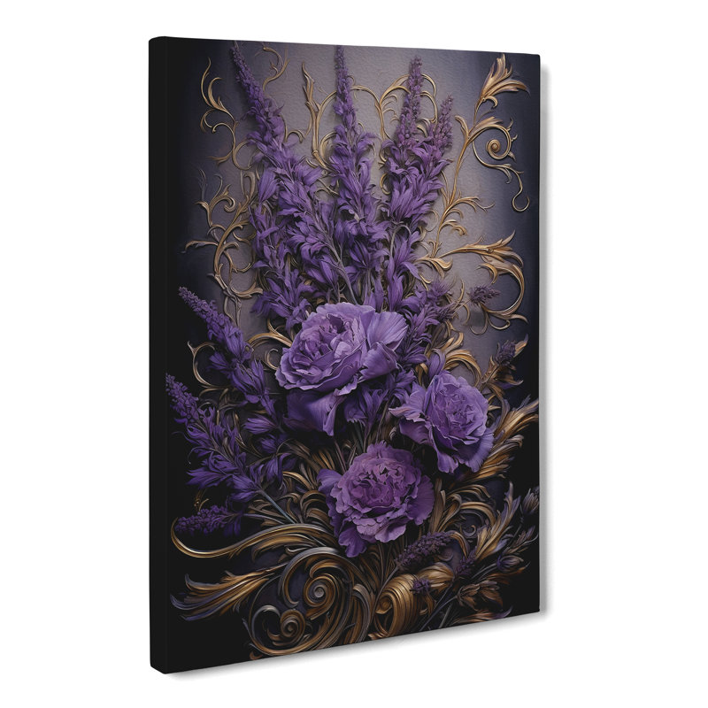 Lavender Flower Baroque Art No.2 - Wrapped Canvas, 60cm H x 40cm W x 3cm D