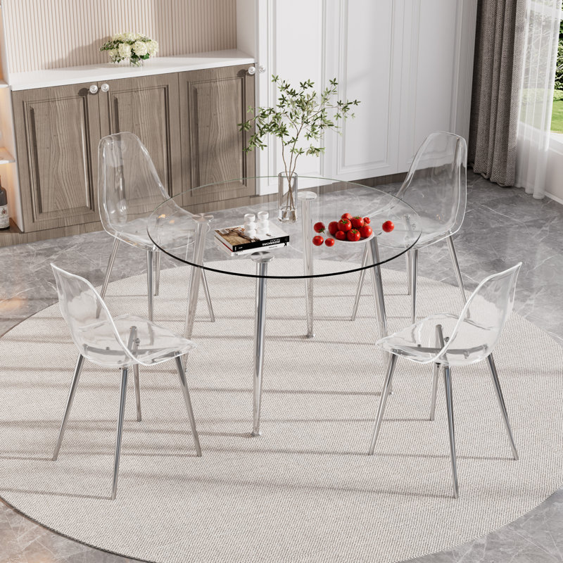 Ensemble repas pour 4 personnes Harisan, Transparent / argent, H 30 po x L 40 po x l 40 po