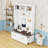 4-in-1 Hall Tree with 2 Drawers, 6 Hooks, Bench and Shelves-2034530043
