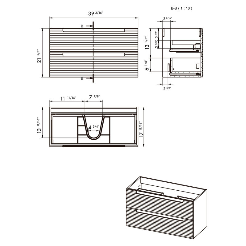 DAX Kyoto Single Vanity, 40", Costa, Costa
