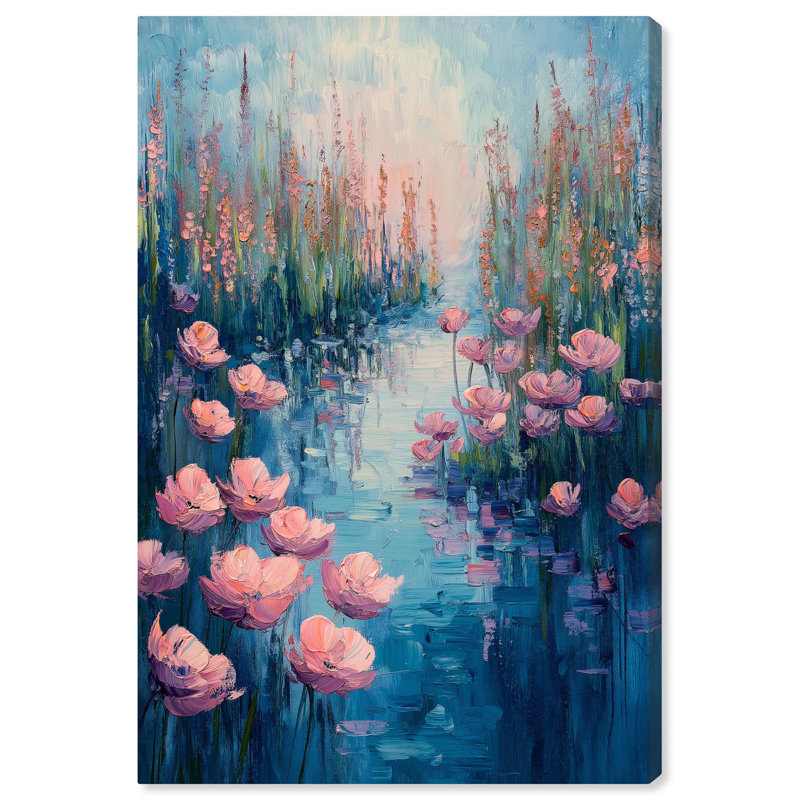 «Blooming Reflection Canvas Monet Coastal» par Art Remedy, H 15 po x l 10 po, Toile tendue