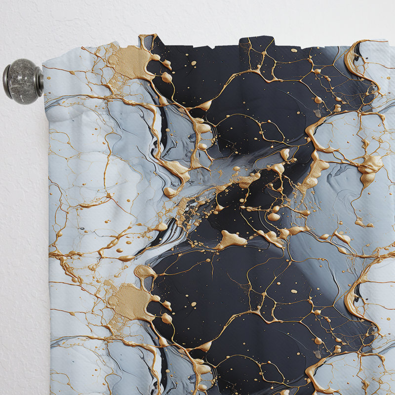 Rideau obscurcissant en marbre doré doré et noir luxe doré - 1 panneau, L 52 po x L 95 po