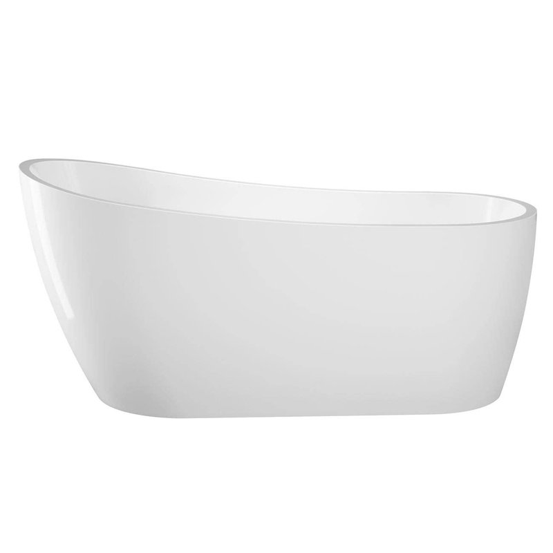 Julia 66'' x 28.37'' Soaking Acrylic Bathtub, White/Brushed Brass 