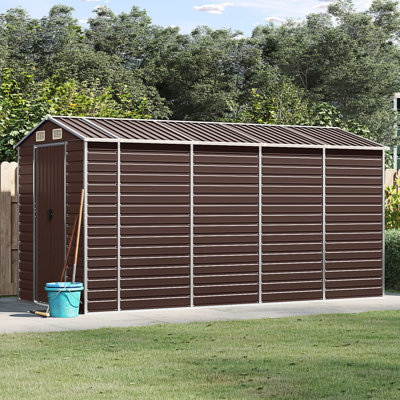 Vidaxl Garden Shed Brown Galvanized Steel Large Garden Shed