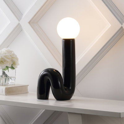 Katya 18" Scandinavian Minimalist Ceramic Spiral Tube LED Table Lamp