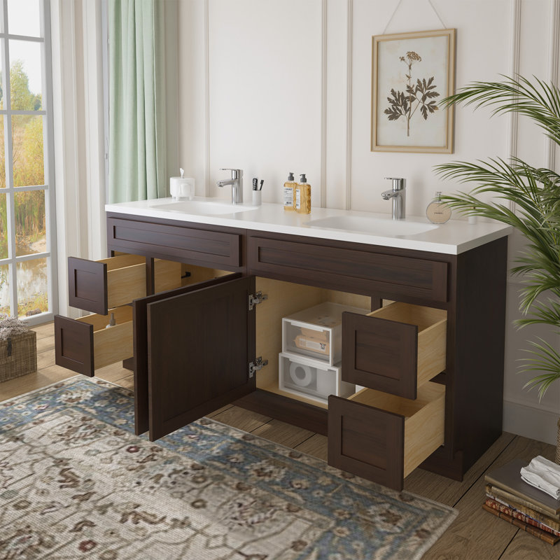 72'' Double Bathroom Vanity Base Only, Brown