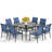 Sutiya 8 - Person Steel Patio Dining Set Umbrella Hole Included Square Table