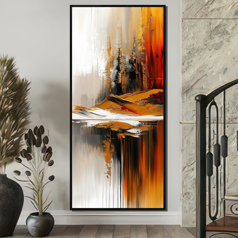 Olajide, forêt d'automne abstraite dans un horizon éthéré I - paysages, art mural, H 60 po x l 28 po, Noir