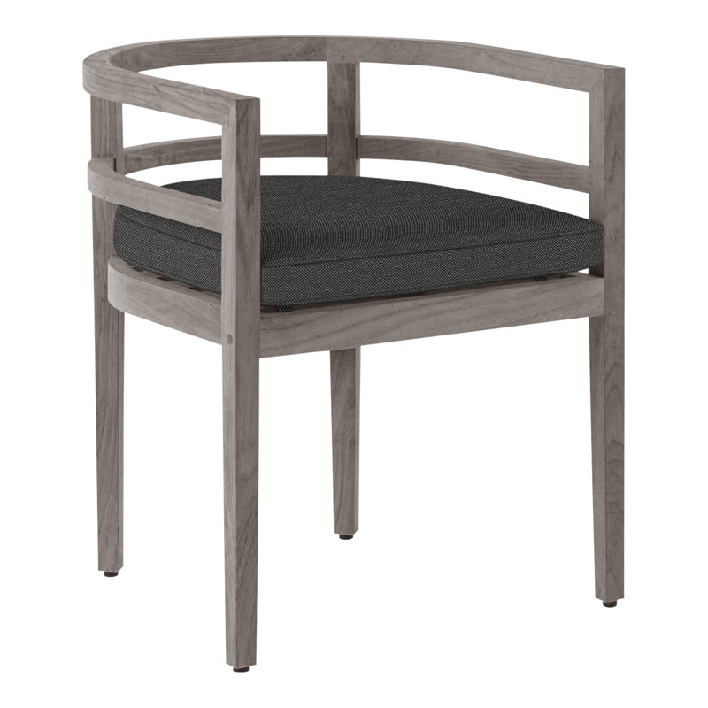 Chaise avec accoudoirs d'extérieur en teck Santa Barbara, Teck huître, Welt, Perigold ‑ anthracite Ishi