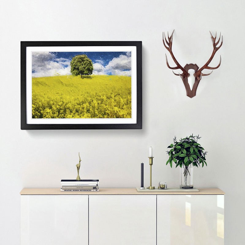 Chestnut Tree in Spring - Picture Frame Painting Print, 27cm H x 36cm W x 2cm D, Black Framed