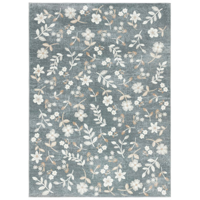 Msrw Floral 197 Performance Machine Washable Floral Rug