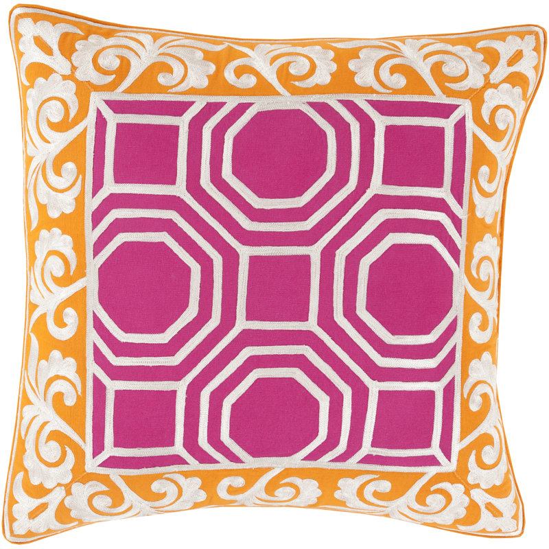 Cotton Throw Pillow, 20" x 20", Taupe/Mint, Polyester