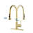 Stainless Steel Pull Down Kitchen Faucet In Brushed Gold With Soap Dispenser - Scratch, Rust, And Spot Proof 360-Degree Rotatable Spout Strong Spray Mode 1.8Gpm Max Flow To Scratches, Spots 360-740247526